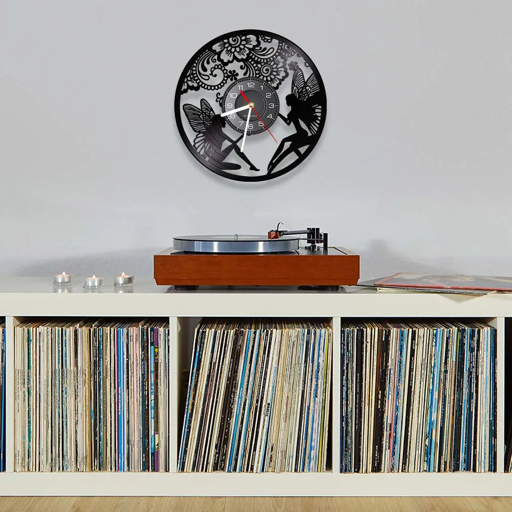 Настенные часы с виниловой пластиной и цветами сказочные Angelhood замечательным