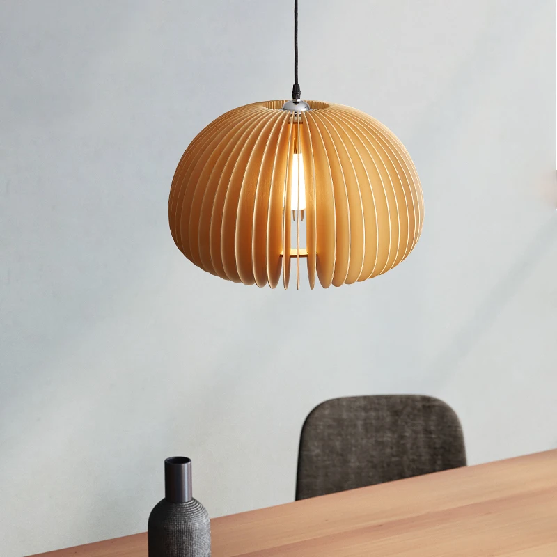 Винтажная ресторанная люстра японского стиля ретро для спальни, деревянная лампа искусства, творческое жилье, учебная среда, средневековая древняя тыква.