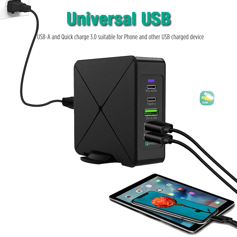 С несколькими usb-портами зарядное устройство 75 Вт PD USB-C 45 Вт быстрозарядная станция для iPhone 8 X Macbook samsung S10 Quick Charge 3,0 type C адаптер