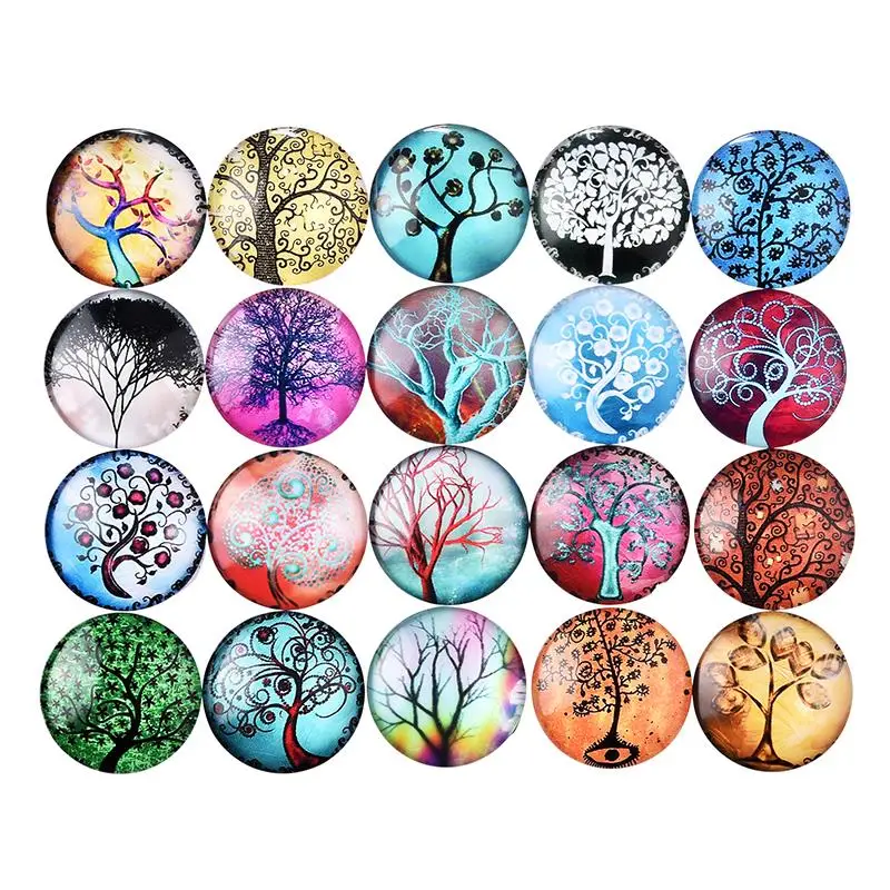 10 шт прозрачное стекло круглые кабошоны DIY Life Tree Galaxy Pattern Time Gem Стеклянные Кабошоны