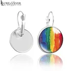 Новые 628 красочные геометрические 16 мм стеклянные бронзовые металлические серьги круглые кабошон серьги-гвоздики очаровательные ювелирные изделия для женщин подарок