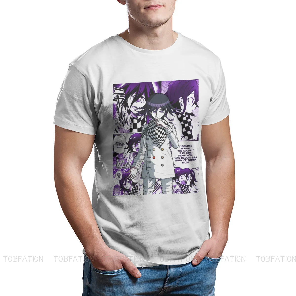 Футболка Kokichi Ouma с принтом манги данганронпа Высококачественная хлопковая