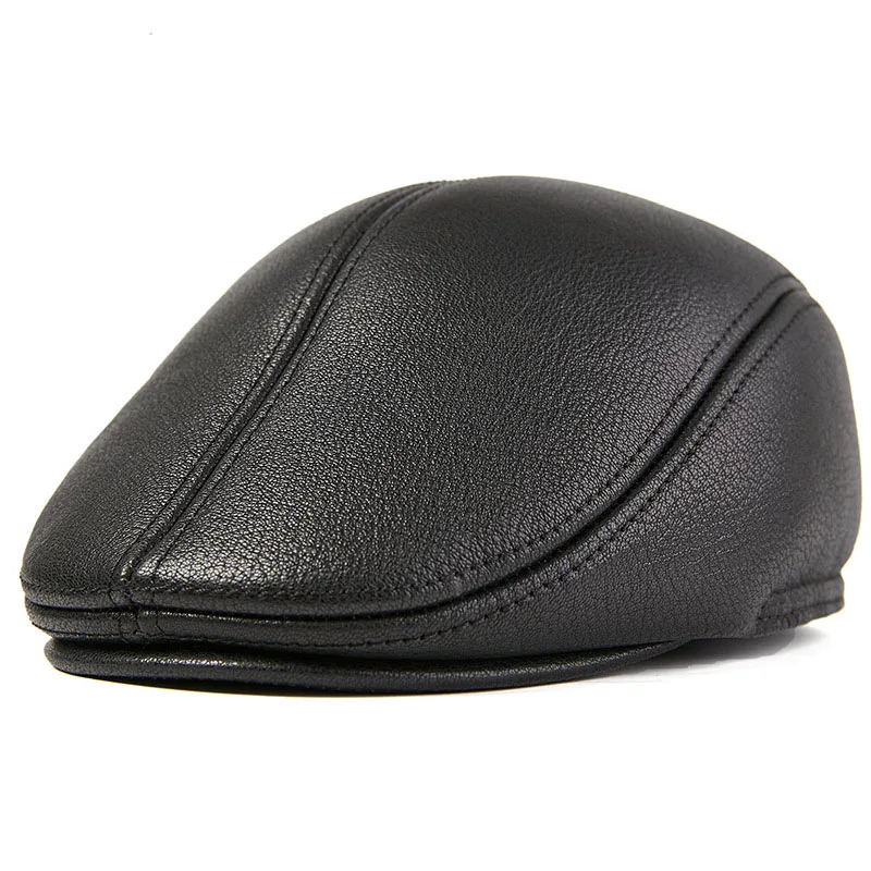 Кепка-газетчик Fibonacci из натуральной козьей кожи винтажные плоские шапки для