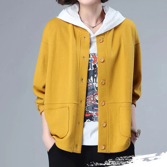 

Thin coat women's 2021 spring and autumn new collarless comfortable sweater baseball uniform coats and jackets women