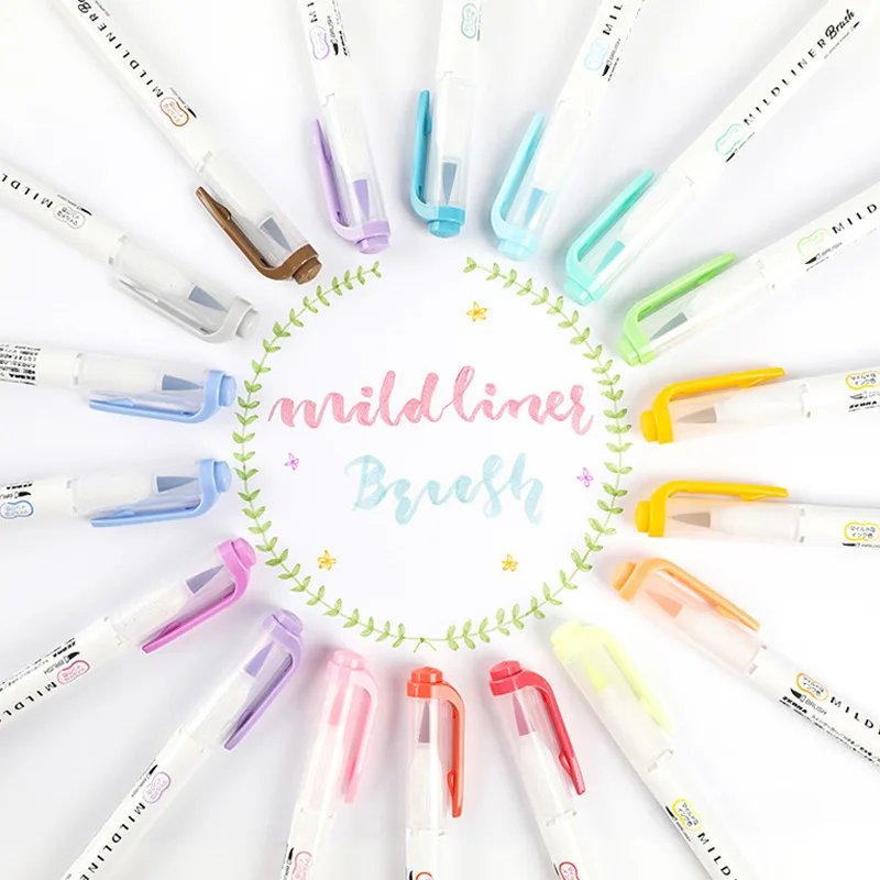 MildLiner Zebra WFT8 набор из 15 цветов мягкая кисть с двойной головкой маркерная ручка
