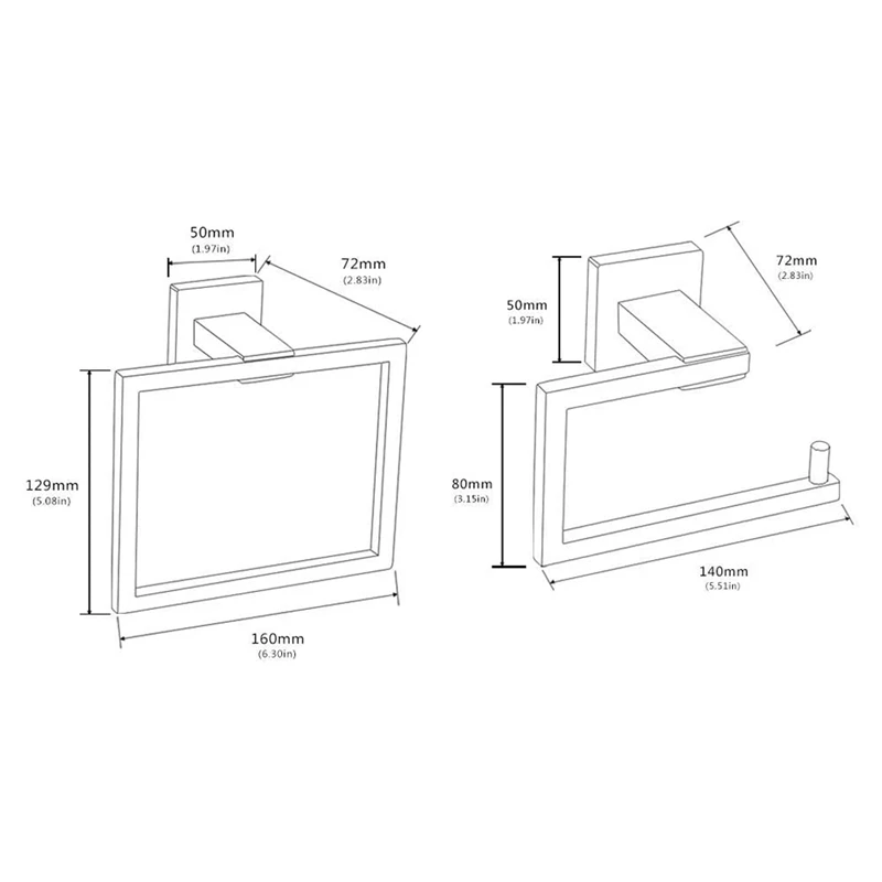 

Bathroom Hardware Accessories Sets Stainless Steel Bath Shower Set 2-Pieces(Toilet Paper Holder Towel Ring),Black Matte