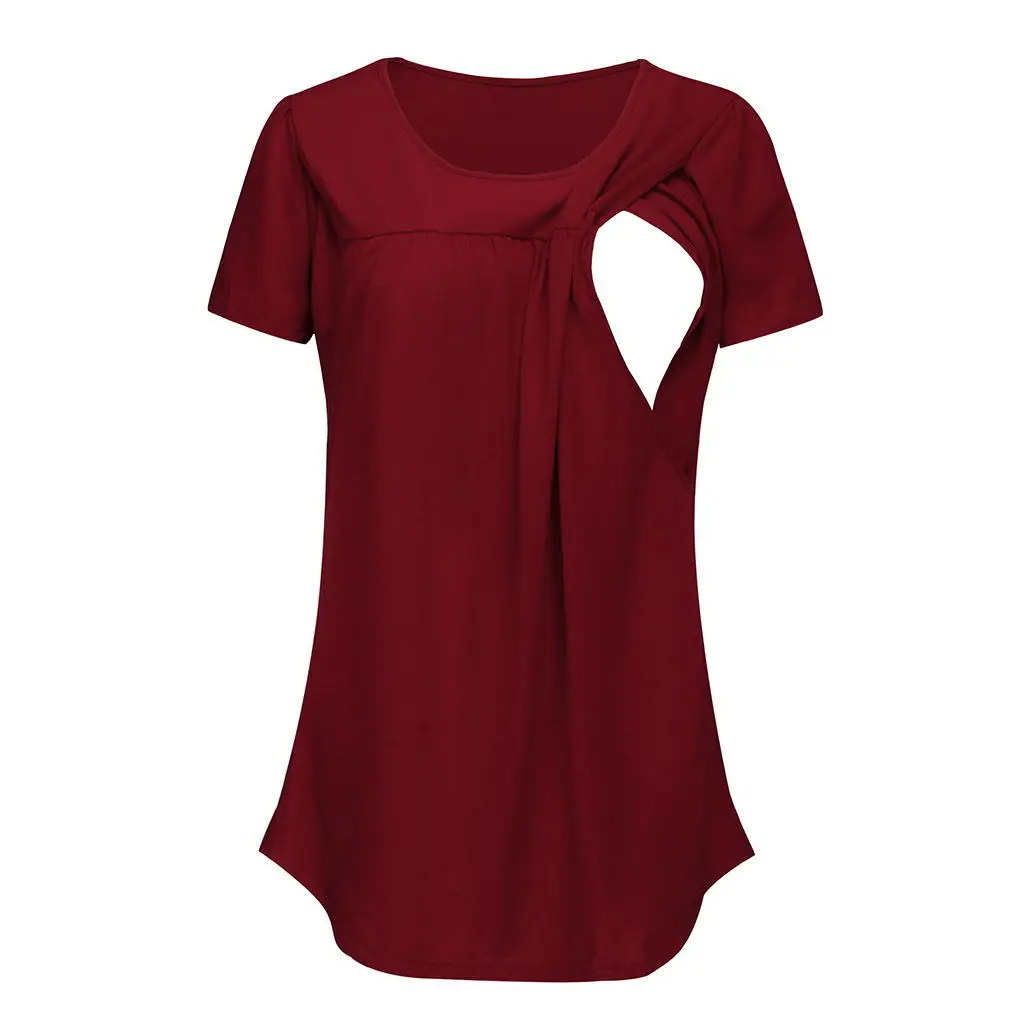 

Pregnant T-shirts Casual Solid Women Short Sleeve Maternity Tops Breastfeeding Tops Ladies T-Shirt Loose Pregnancy Loose Clothes