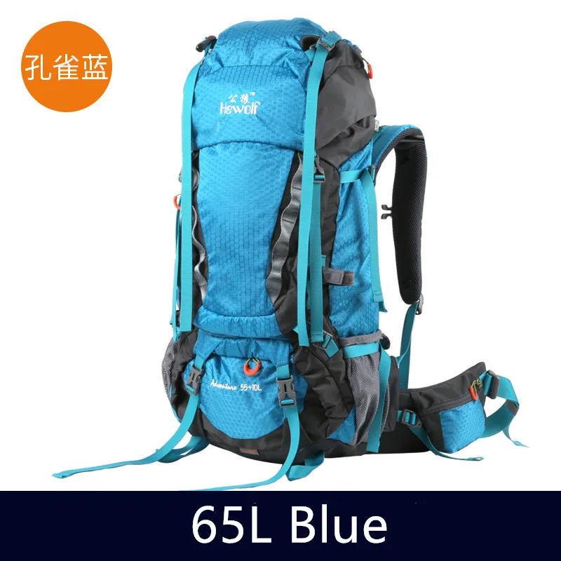 Blue Hewolf 65L рюкзак для кемпинга большой емкости Скандинавская походная сумка из алюминиевого сплава Регулируемый CR рюкзак системы высокой нагрузки - Цвет: Blue