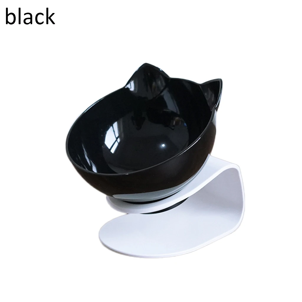Black Single Trasparent миска для кошки с приподнятая подставка для кошек миска для кормления двойные миски Нескользящая миска для домашних животных для кошек кормушки для собак товары для домашних животных - Цвет: Black Single