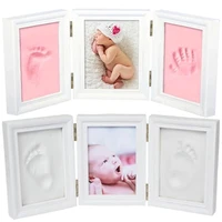newborns baby soft clay inkpad photo frame handprint 3d diy non toxic exquisite souvenirs casting for newborns kid baby gift kit