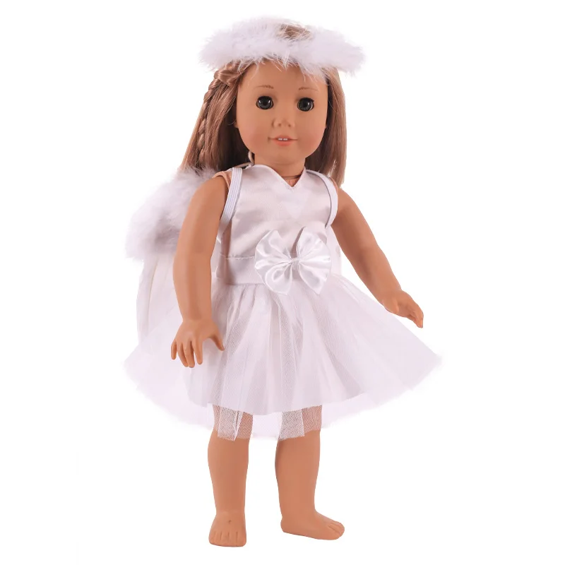 

Doll Clothes Dress Wings Halo Cosplay Costumes For Girl's 18 Inch American Doll 4 Colors To Choose Baby Girl's Accessories,Gifts