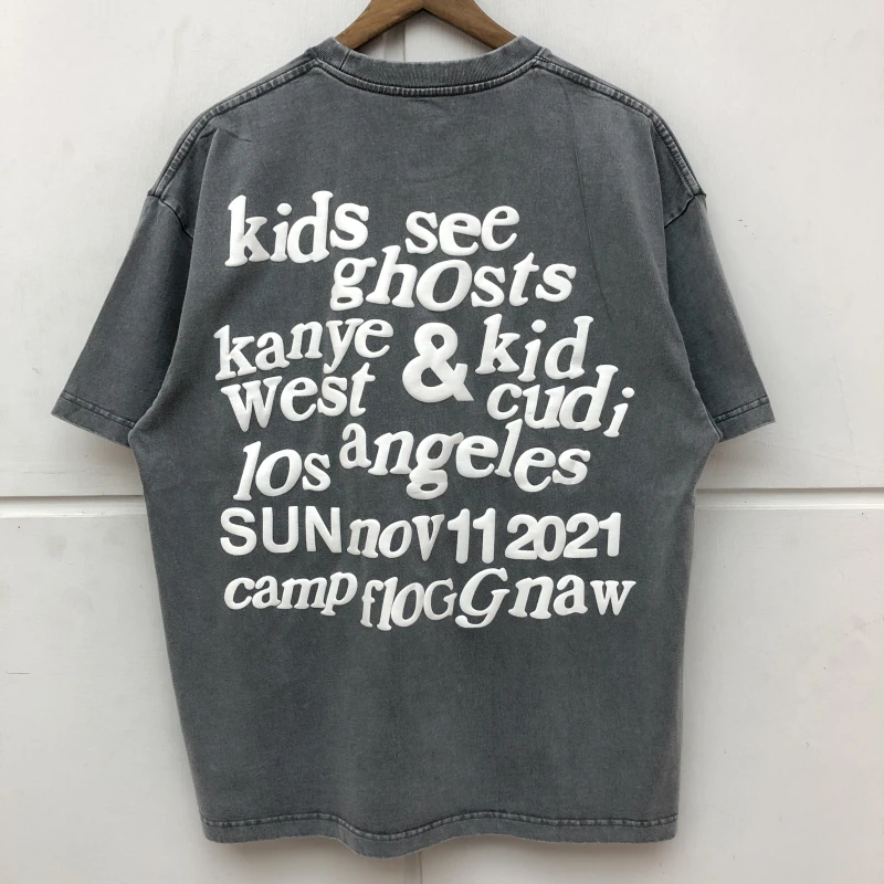2021ss мужские и женские высококачественные потертые старые футболки KANYE WEST KSG с
