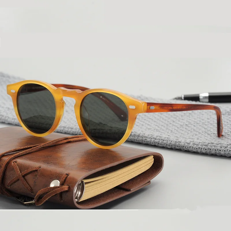 Очки солнцезащитные женские в круглой оправе ацетатные поляризационные стиле