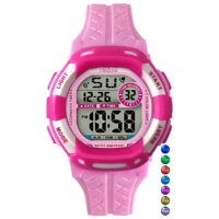 kids watches girls digital 7 color flashing light water resistant 100ft alarm gifts for childrens watches age 7 10 years old