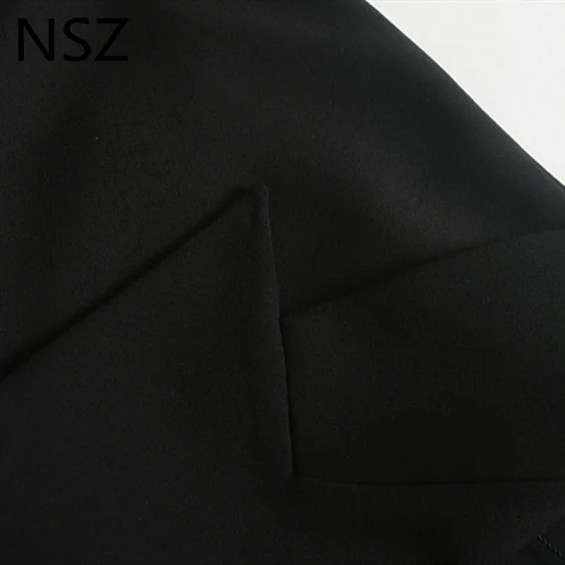 NSZ женские черные Блейзер Длинные рукава двубортный элегантные офисные вечерние
