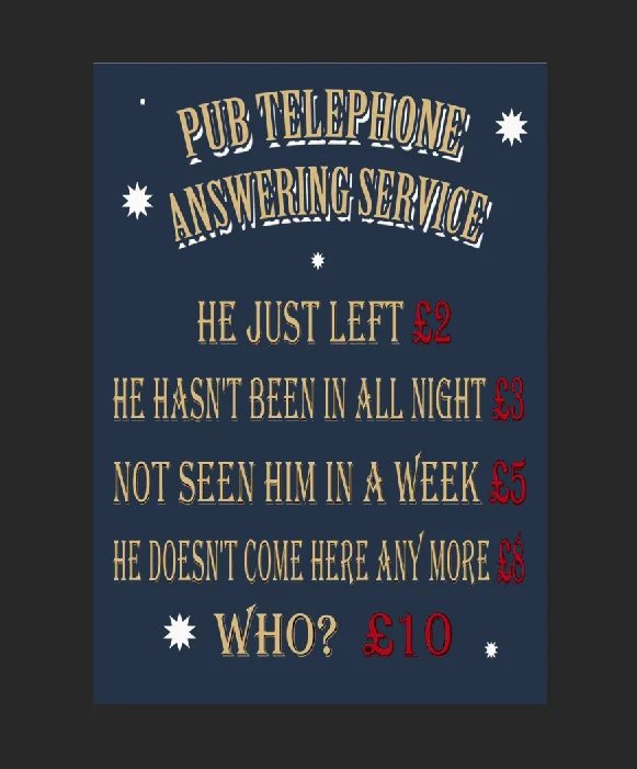 

Pub Telephone Answering VINTAGE ADVERTISING METAL SIGN WALL PLAQUE