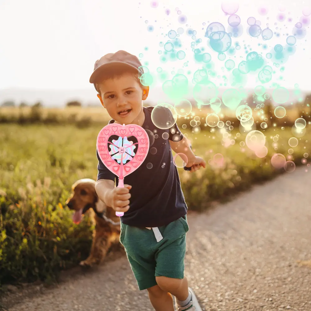 

2pcs Funny Bubble Wands Heart Shape Bubble Makers Creative Pinwheel Toys