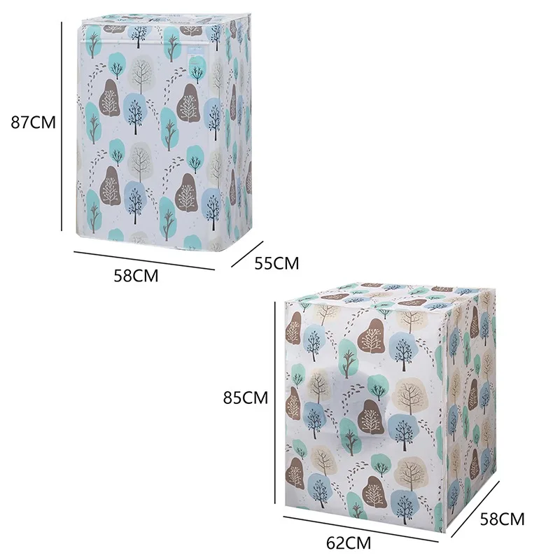 

Waterproof Washing Machine Cover Home Polyester Roller Laundry Silver Coating Dustproof Case Cover Household Protective Cover