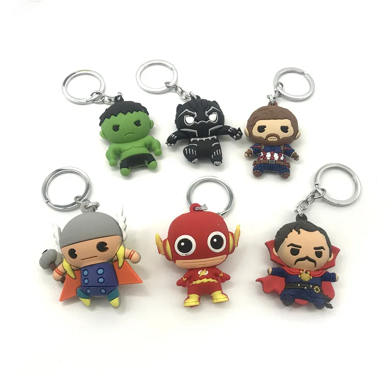 

Cartoon Marvel Avengers Keychains PVC Superhero Iron Man Spider Man Key Chain Kids Schoolbag Pendant Gift