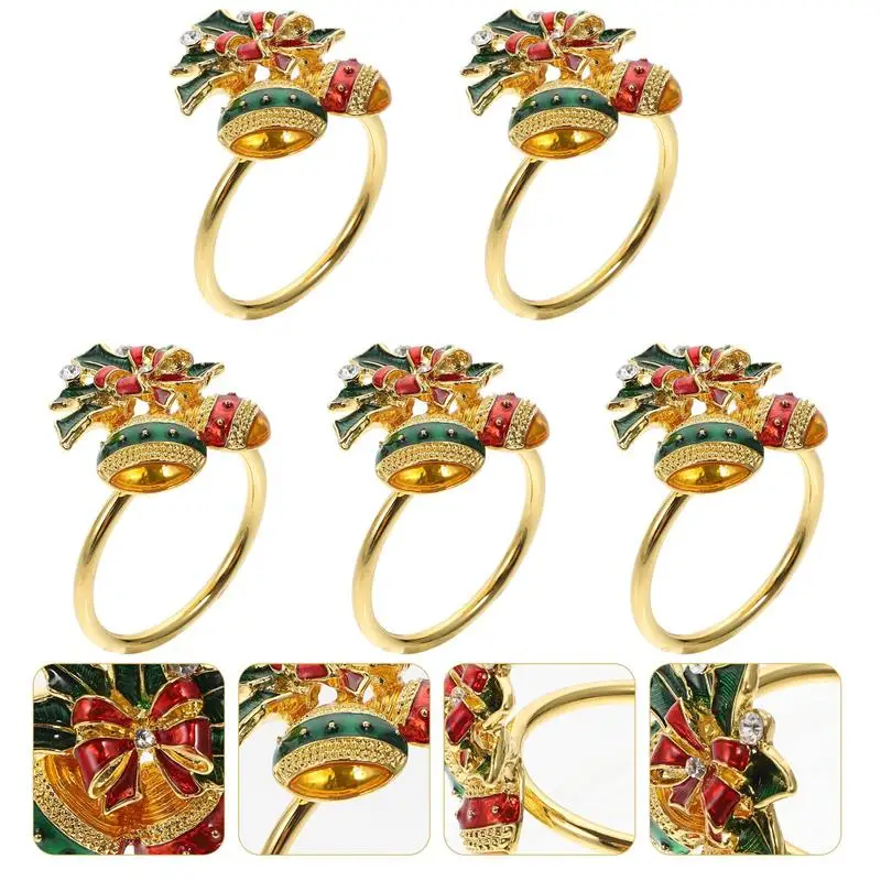 

5 шт., декоративные кольца для салфеток, в рождественском стиле