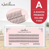 natuhana am shaped lashes individual premade volume fans natural fluffy eyelashes 3d mink false eyelash extension for makeup