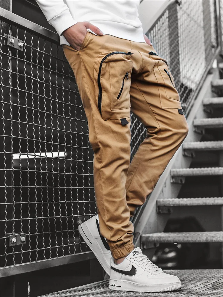 

Autumn Joggers Sweatpants Men Crossfit Casual Pants Multi- Pocket Workout Sportswear Trousers Male Cotton Running Track Pants
