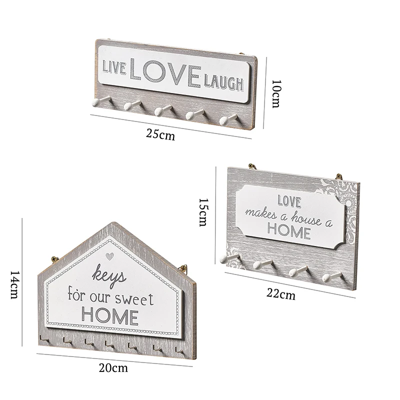 

Wall Hanging Wood Key Hanger Holder Wall Organizer Rectangle House Shape Key Rack Hooks Coat Hooks Home Decoration Coat Hanger