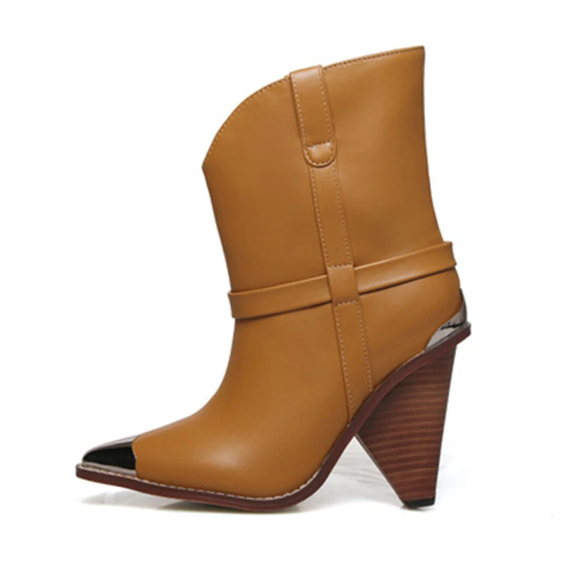 Siddons/женские кожаные ботильоны для подиума Женские вечерние туфли с острым