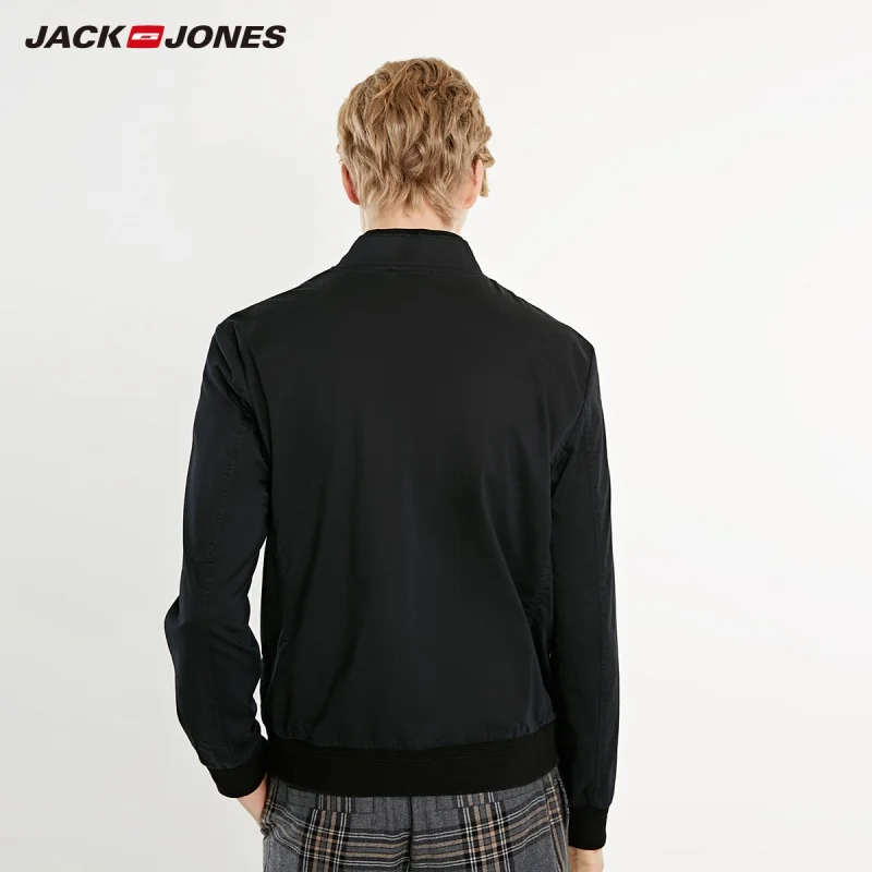 JackJones Мужская однотонная модная прямая бейсбольная куртка с воротником 219121572 |