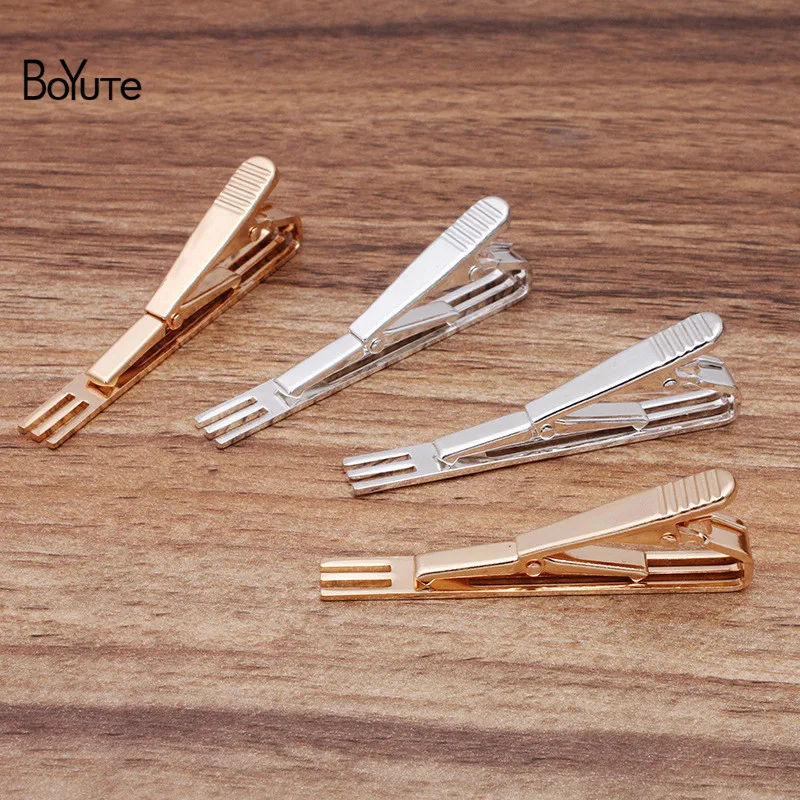 

BoYuTe (10 Pieces/Lot) 51*6MM Brass Metal Tie Clips Diy Hand Made Men's Clothing Accessories Wholesale