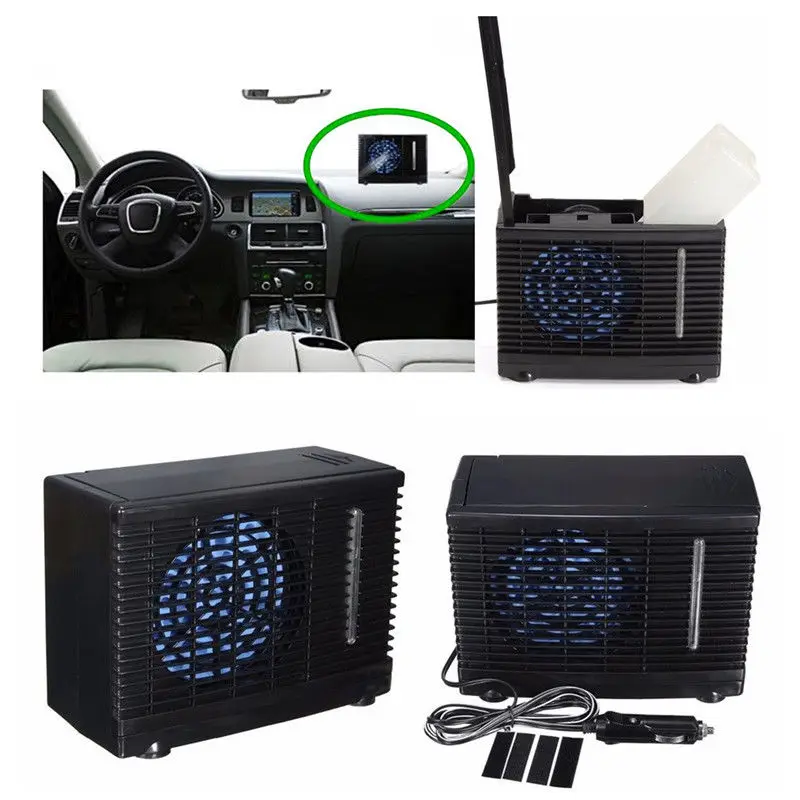 12V 35W 2 Speed Portable Mini Home Car Cooler Cooling Fan Water Ice Evaporative Car Air Conditioner for Car Black dfdf