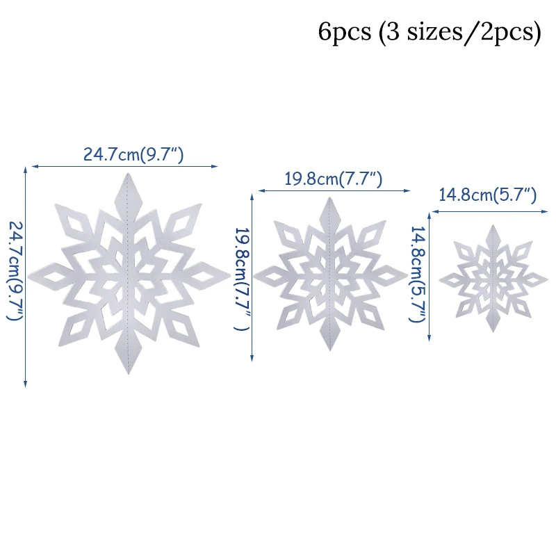 6pcs Snowflake 4/30 шт. белый Пластик поддельные Снежинка Подвески для рождественской вечеринки Подвески год Рождественская елка украшения вечерние украшения для носа - Цвет: 6pcs Snowflake
