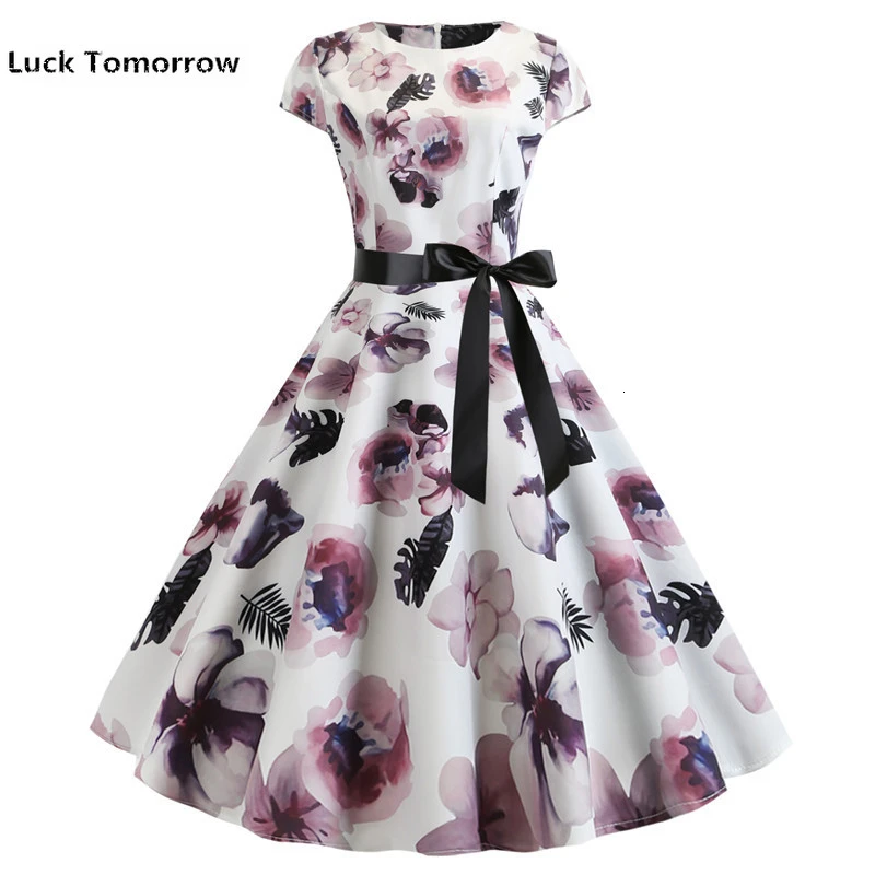 2019 повседневное женское платье 50S 60S рокабилли Свинг пинап Vestidos с коротким