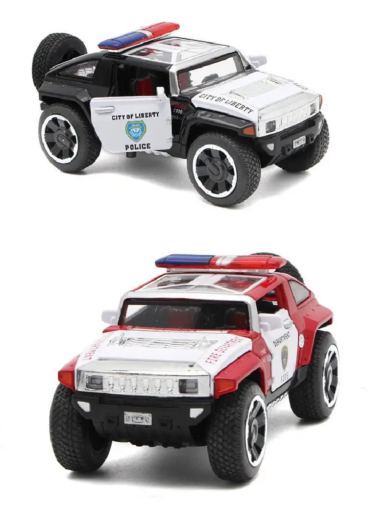 Новинка масштаб 1/32 Полицейская модель автомобиля Hummer полицейского задний звук и