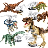 6 types jurassic 3d dinosaurs fossils skeleton building blocks 2 in 1 bricks dino museum world science toys for children gifts
