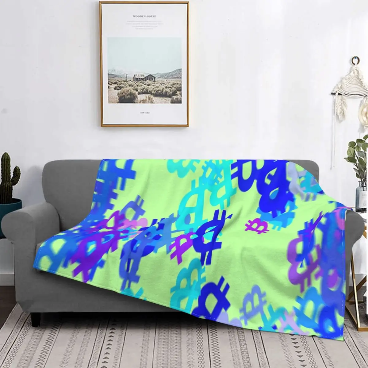 

Bitcoin Colorful Blankets Fleece All Season Cryptocurrency Multi-function Ultra-Soft Throw Blanket for Sofa Office Bedspreads