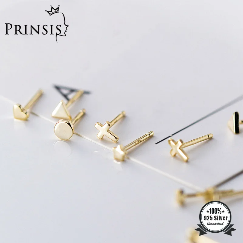 PrinSis натуральная 925 стерлингового серебра Золотой Треугольник Сердце Набор