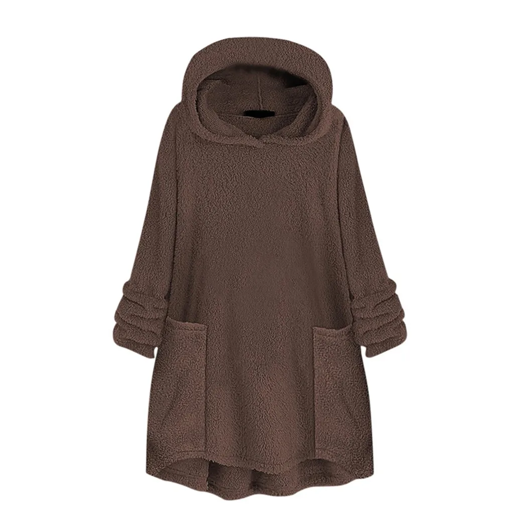 Womail fashion для женщин Большие размеры толстовки осень Кнопка плюшевое пальто с