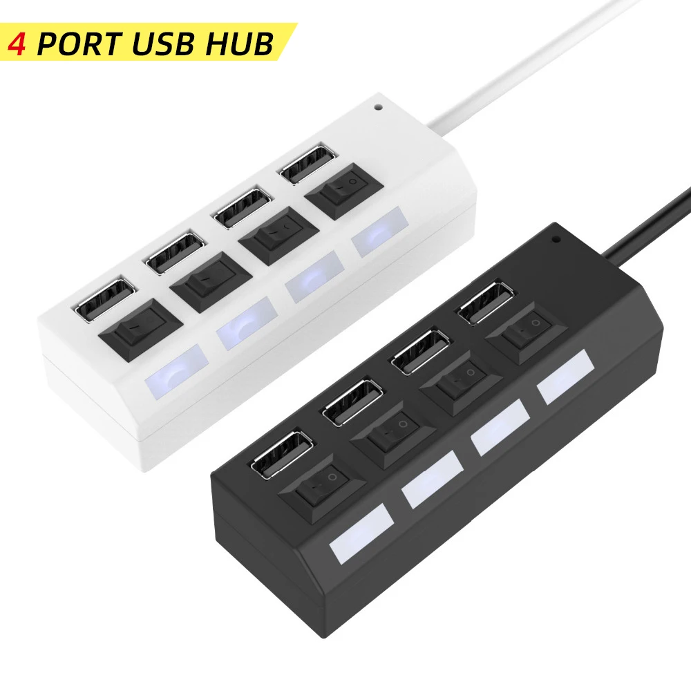 4 порта Micro usb-хаб 2 0 USB разветвитель с индивидуальным переключателем ВКЛ/ВЫКЛ для