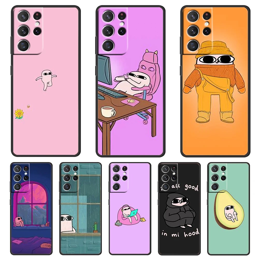 

Cartoon life mini friends For Samsung Galaxy S22 S21 S20 FE Ultra S10 S9 S8 S7 S6 Plus 5G Silicone Soft Black Phone Case