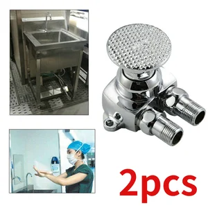 2pcsfoot pedal control valve faucet vertical basin switch kitchen sink water tap durable and practical to use free global shipping
