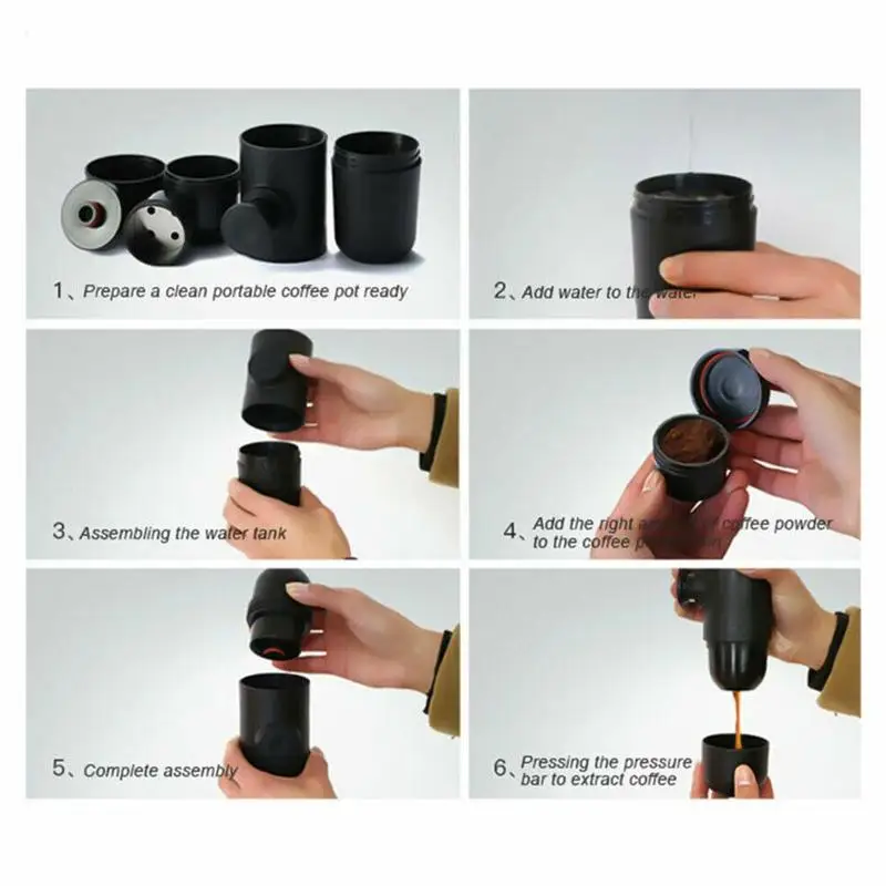 70 мл мини Кофе машина Портативный чайник Давление эспрессо ручной для дома и