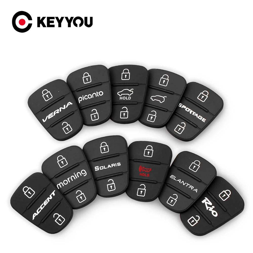 KEYYOU 10X 3 Button Rubber Pad Flip Car Key Case Shell For Hyundai Accent I30 IX35 Solaris Elantra Hold Kia K2 K5 RIO Verna | Автомобили и