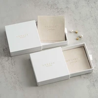 9x9x1 7cm custom logo paper jewelry box with bag pouch personalized small chic jewelry packaging box bulk drawer cardboard boxes