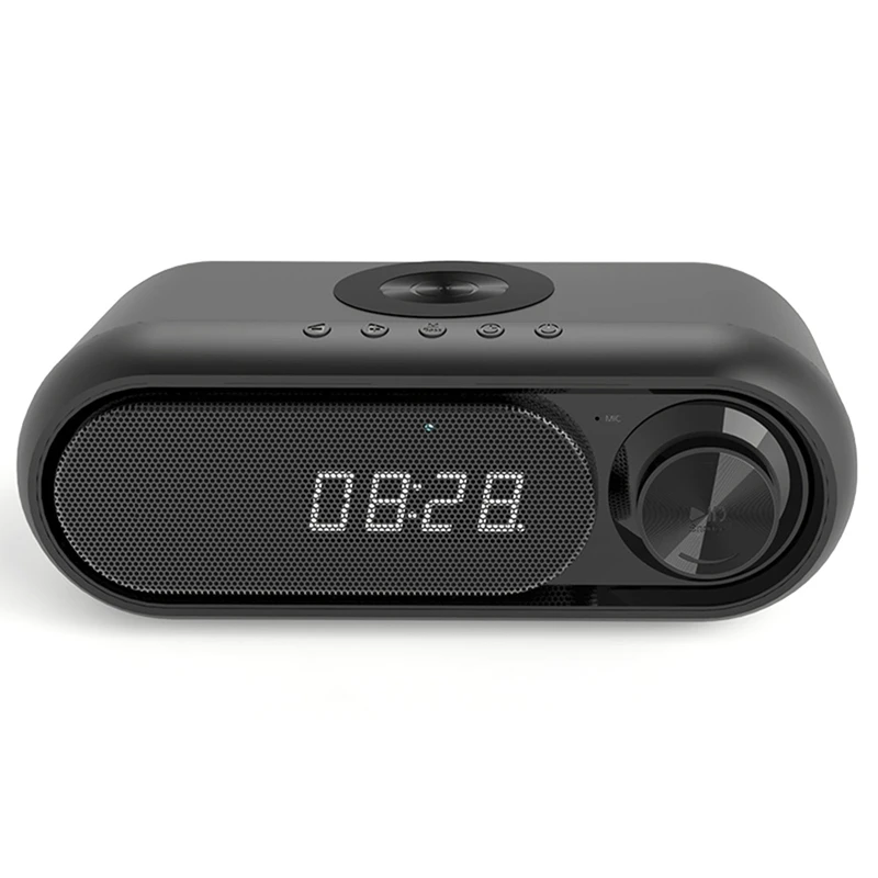 

10W Wireless Bluetooth-Compatible Speaker Charging LED Clock Alarm FM Radio TF Card Speaker with Wireless Charger