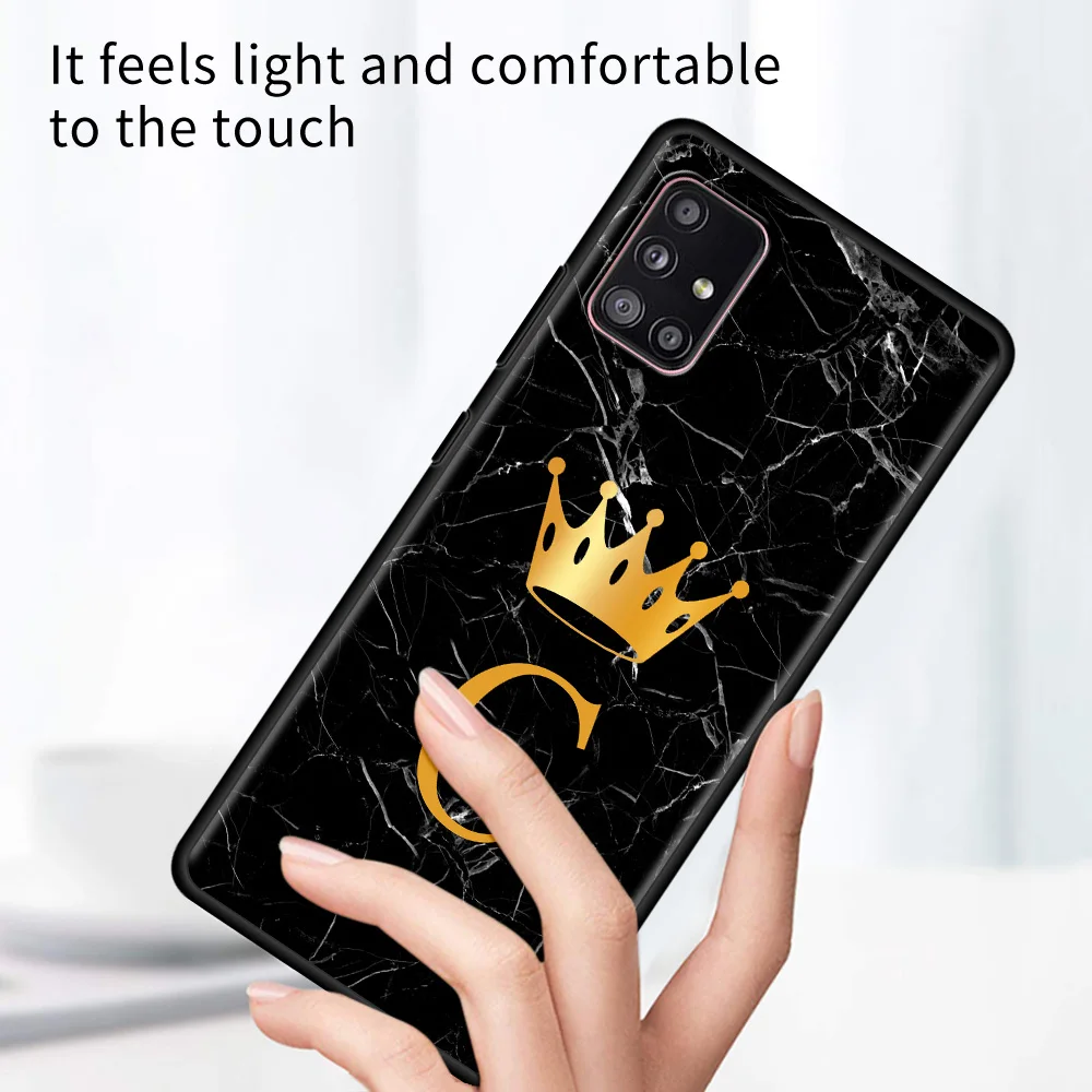 

Phone Case For Samsung A51 A71 A52 A12 A21s A21 A32 A91 A72 A42 A41 A31 A11 A02 A01 Initial Letter A Z Crown TPU Fundas