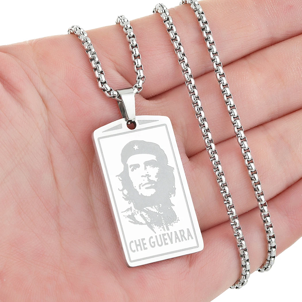 

Vintage The Ernesto Che Guevara Pendant Necklace for Men Women Wallet Portrait Insert Card Charm Choker Chain Jewelry Gift