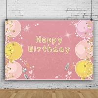 laeacco cartoon balloons pink background child birthday party light bokeh polka dots poster baby portrait customized backdrops