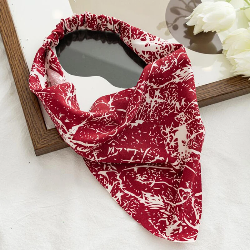 

2021 Prints Triangle Bandanas Hairband Elastic Hair Bands Women Flower Bandage Headband Turban Bohemian Girls Hair Accessories