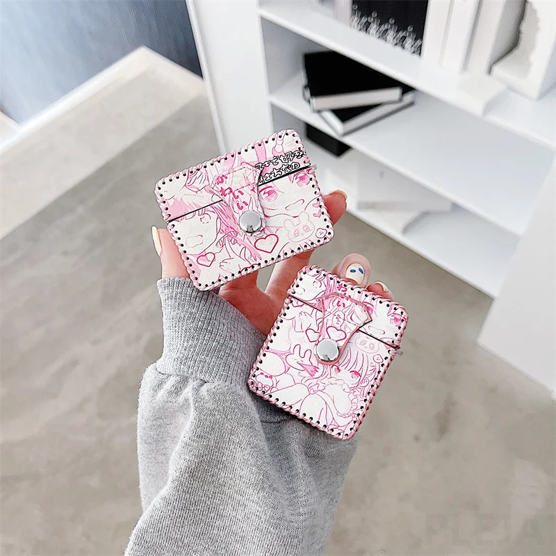 Милые Мультяшные девушки мягкие кожаные чехлы для наушников Apple AirPods 1 2 3 Забавный